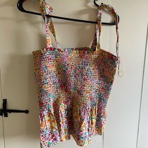 JCREW FACTORY Floral Smocked Tank